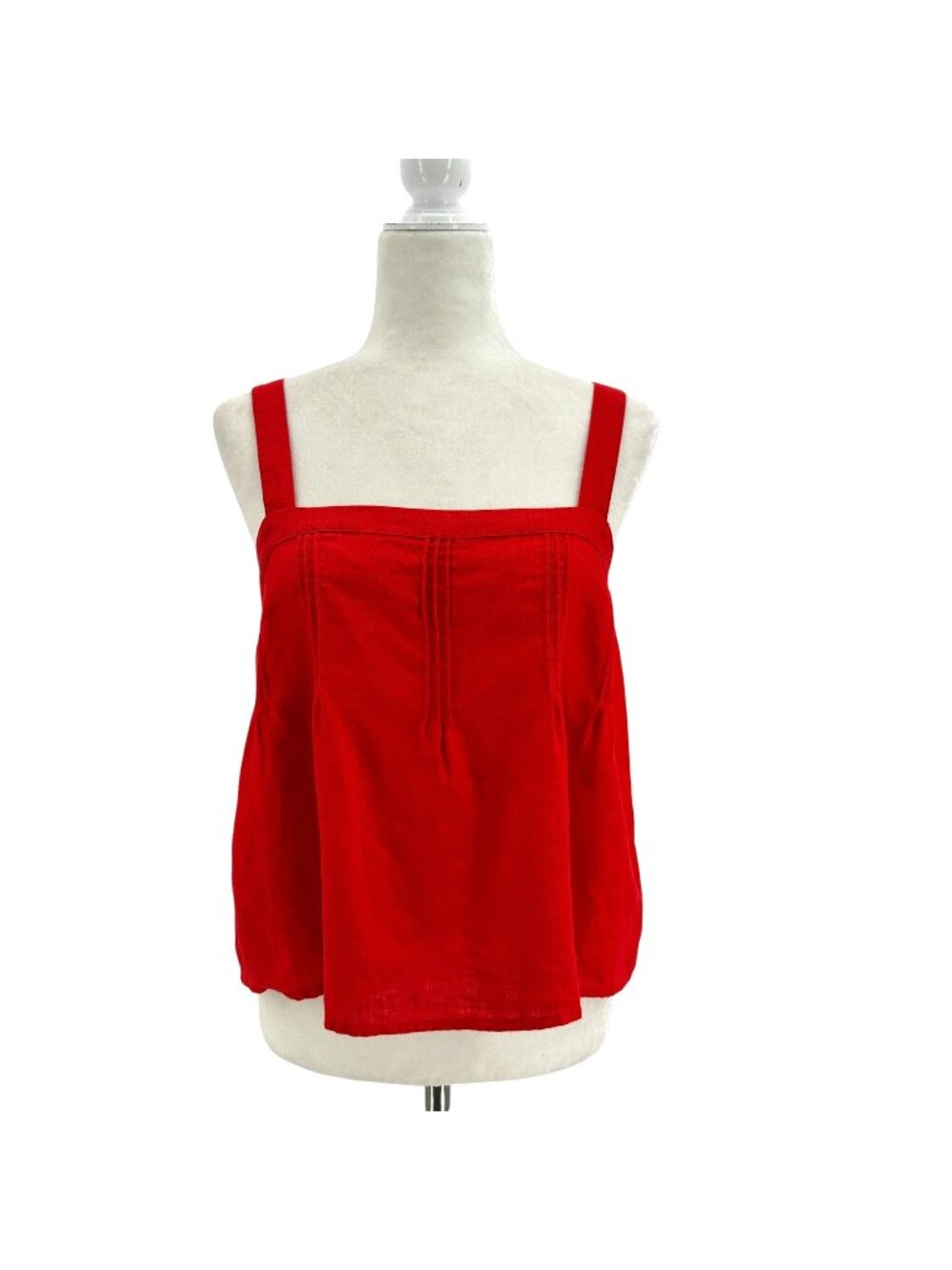 J. Crew Womens Small Top Bow Back Linen Top Red Tank Cami Sleeveless Preppy